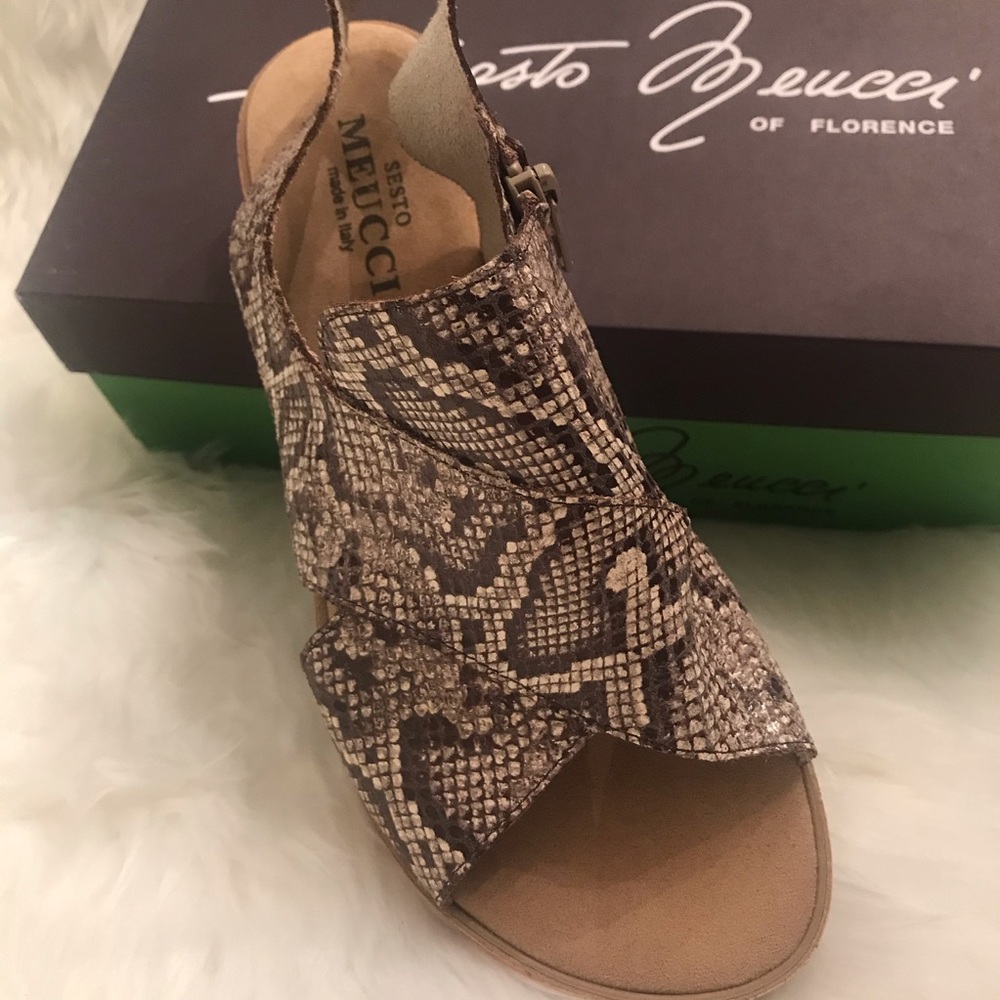 Sesto Meucci Sylke Snake Python Print Flatform Slide Sandal Cork Summer 8M New